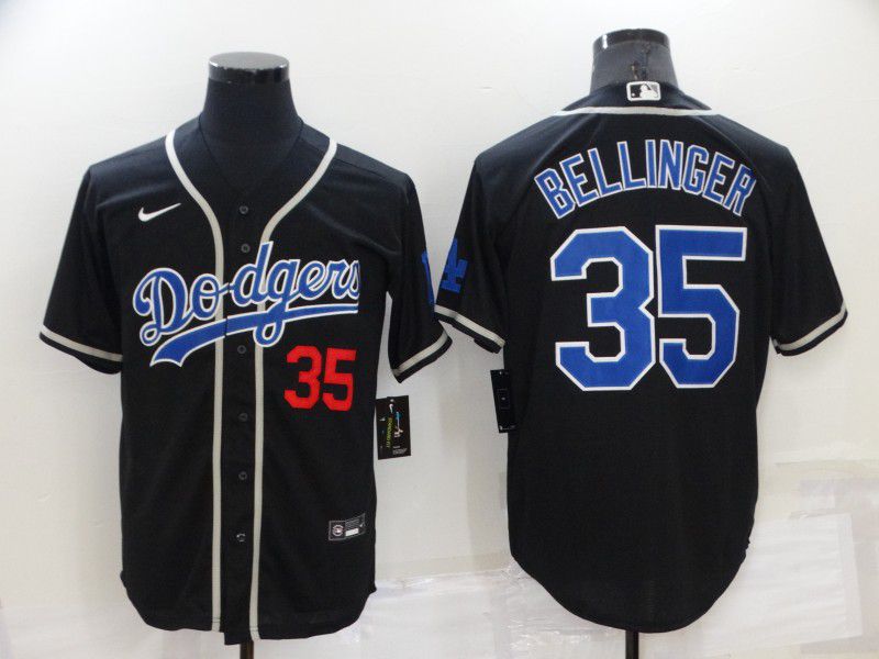 Men Los Angeles Dodgers 35 Bellinger Black game Nike 2022 MLB throwback Jersey